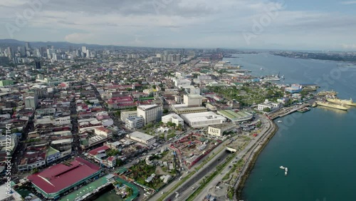 Aerial of Downtown Cebu City and the Mactan Strait. The 2nd largest city of the Philippines.