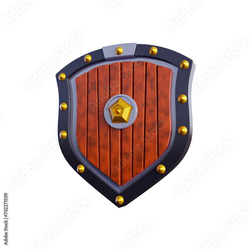 3D shield with transparent background