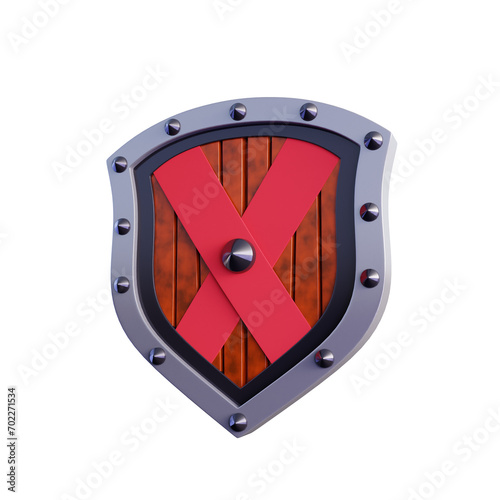 3D shield with transparent background