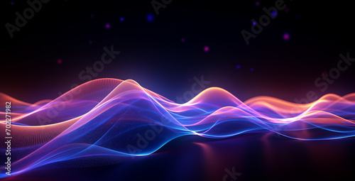 Abstracter Hintergrund mit blauen und pinken Wellen, Wellenform, digitaler Hintergrund