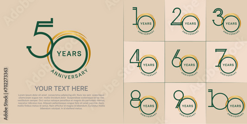 set of anniversary logotype green color for special celebration event