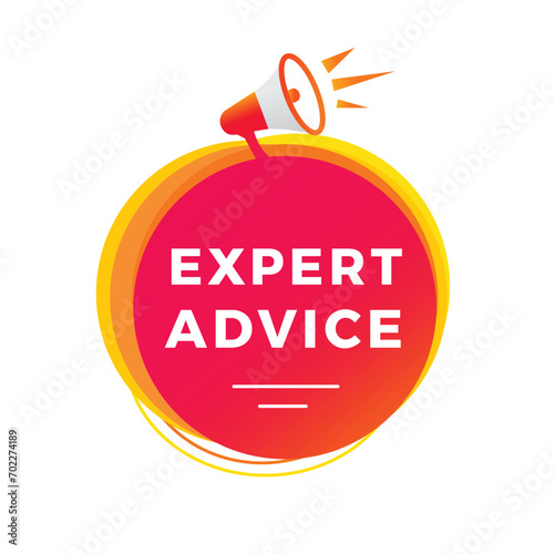 Expert advice banner design red label icon. flat style Vector sign isolated on white background.