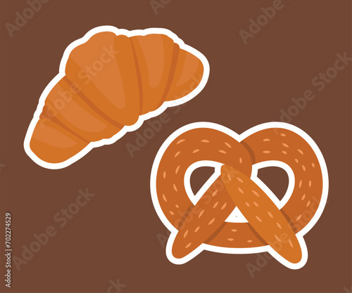 Bread and bakery vector design art. Cute icon of kinds of fresh tasty bread 
