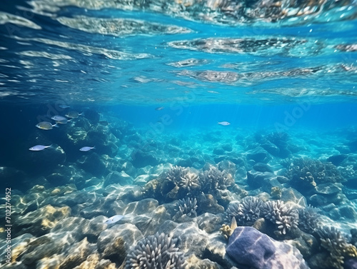 海中の珊瑚。AI生成画像 © saharam