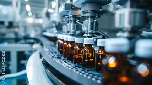 
Medical vials on the production line in a pharmaceutical factory - a symbol of an efficient manufacturing process ensuring the safety and quality of pharmaceutical products. photo