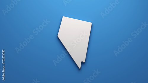 Sleek Nevada State Map Logo - A Crisp White Silhouette of Nevada Against a Bold Blue Background, Symbolizing Clarity and Focus. 3D style illustration