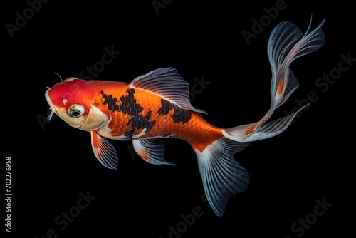 Koi fish japan colorful swimming in dark water. ai generative