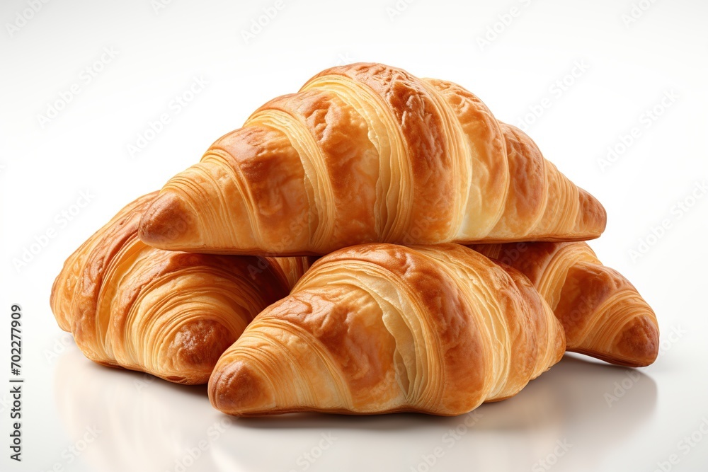French croissant isolated on white background. ai generative French croissant isolated on white background. ai generative