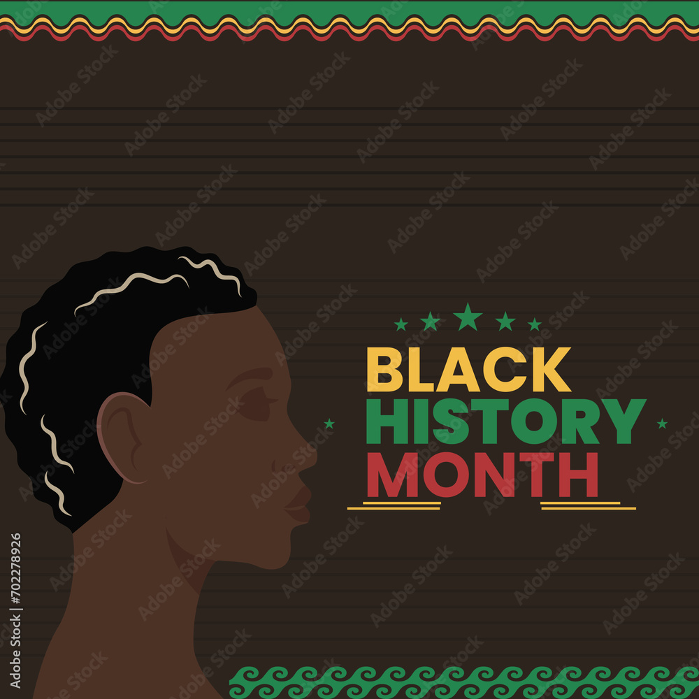 hand drawn flat black history month instagram post illustration design