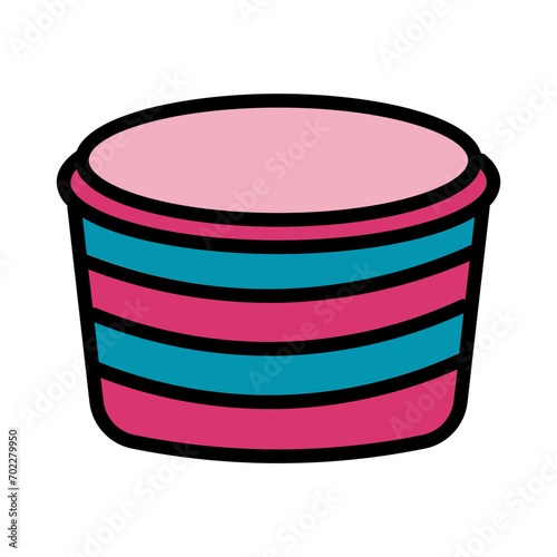 Bowl Bucket Plastic Filled Outline Icon