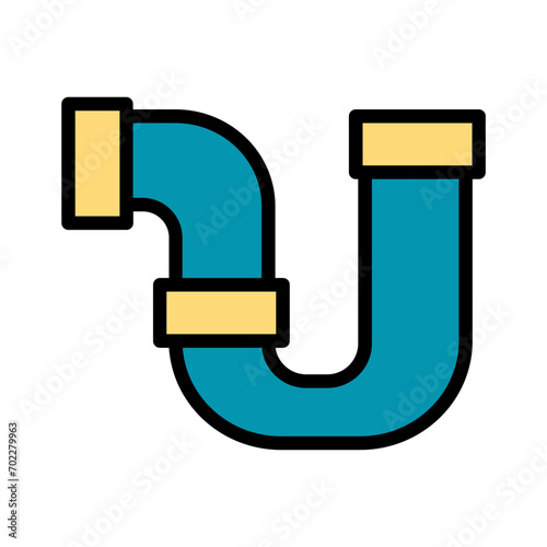 Pipe Plastic Plumber Filled Outline Icon
