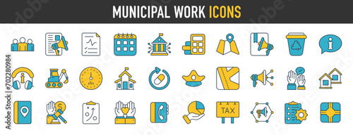 Municipal work icons vector illustration.