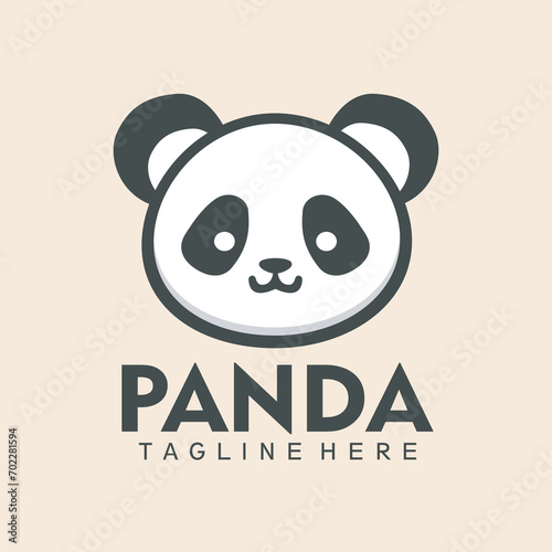 Cute panda logo design. Panda  face icon vector illustration.
