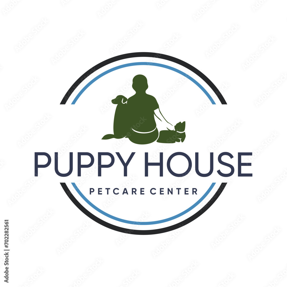 Puppy house logo design simple concept Premium Vector