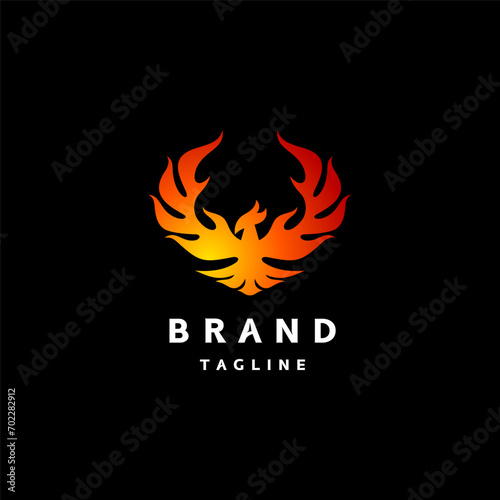 Legend Majestic Firebird Logo Design. Fiery Phoenix Bird Logo Design.