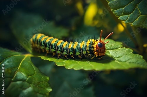 caterpillar on the green leaf, Wildlife © maxnyc