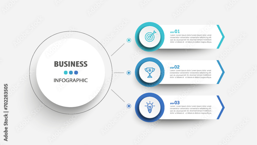 Modern business infographic template with 3 options or steps - obrazy, fototapety, plakaty 
