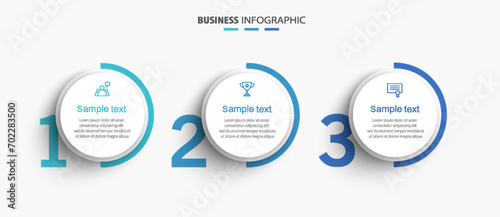 Modern business infographic template with 3 options or steps