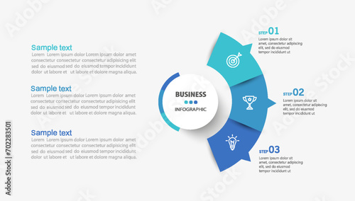 Modern business infographic template with 3 options or steps photo