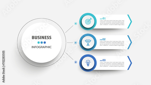 Modern business infographic template with 3 options or steps