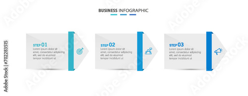 Modern business infographic template with 3 options or steps