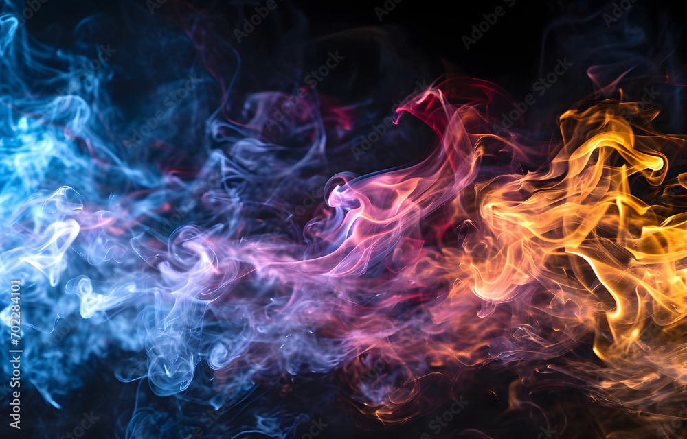 smoke and fire with multicolor effects 