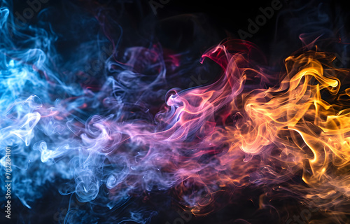 smoke and fire with multicolor effects 