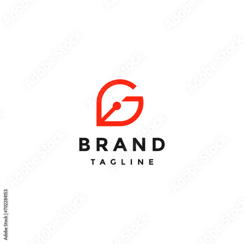 Simple Letter G Pen Logo Design. SImple Initial Letter G Shaped Nib Design.