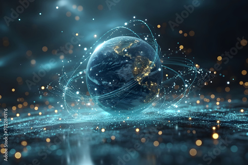 Global Connectivity: An electrifying vision of a world wrapped in the digital threads of connectivity.