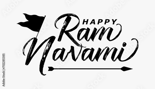 Happy Ram Navami lettering indian hindu festival vector illustration. photo