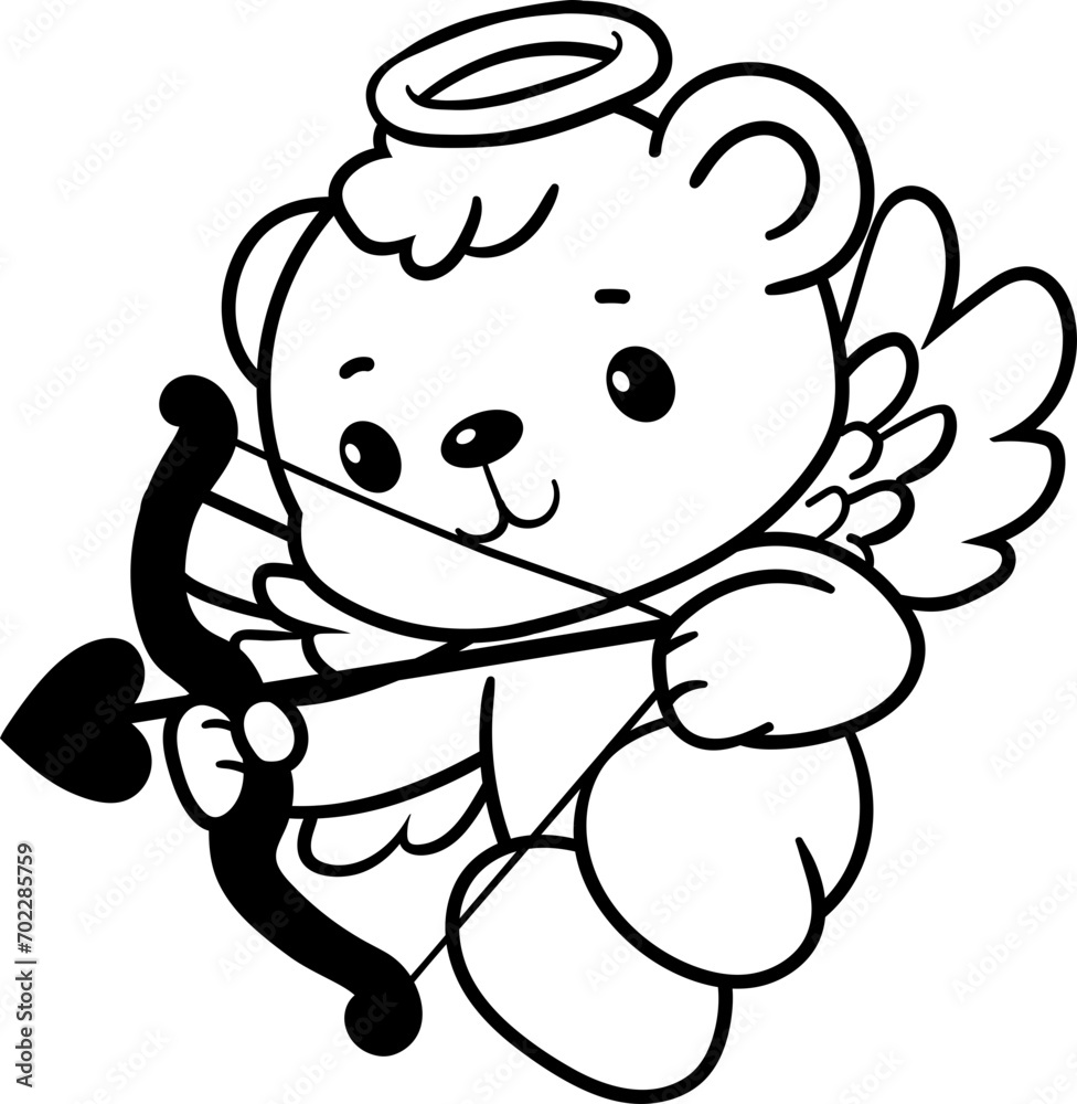 Kawaii cupid bear line art vector illustration Kawaii cupid bear line art vector illustration