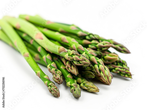 Green raw asparagus isolated on a white background in a minimalist style.