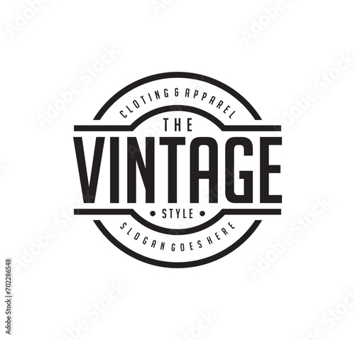 Vintage Retro Cloth Apparel badge stamp. Classic Vintage Retro Label logo design. photo