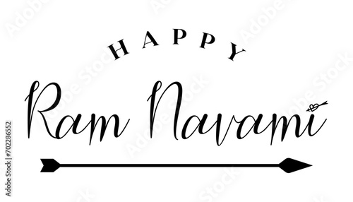 Happy Ram Navami lettering indian hindu festival vector illustration.
