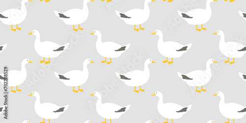 Seamless scandinavian geese pattern. Hand drawn spring pattern with cute goose.