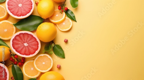 Creative background made of summer tropical fruit with copy space