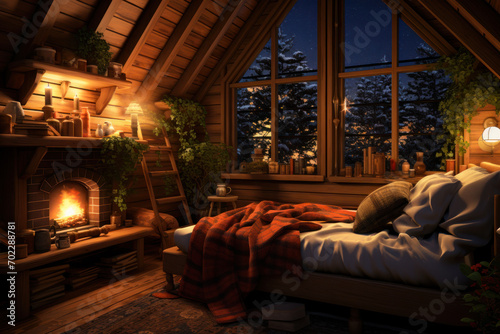 Warm Cozy Living Room with Fireplace.