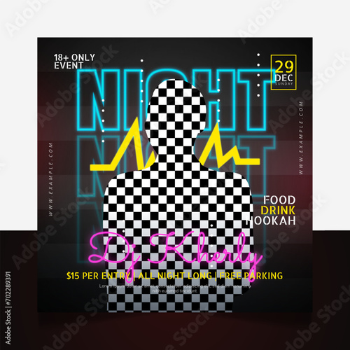 Night music party social media post banner
