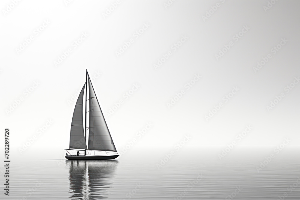 Minimalist Sailboat on a Peaceful Ocean.