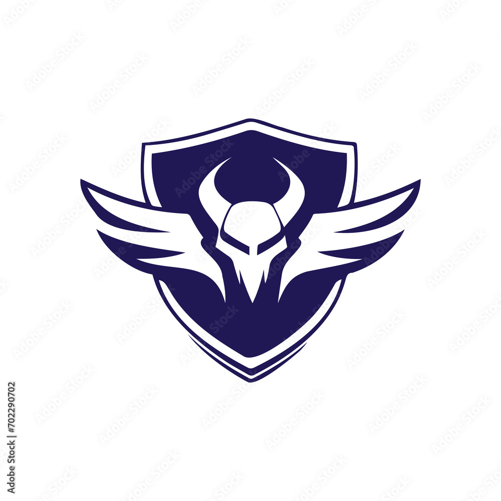 Fighter Mask with Horns Emblem Illustration Fighter Mask with Horns Emblem Illustration