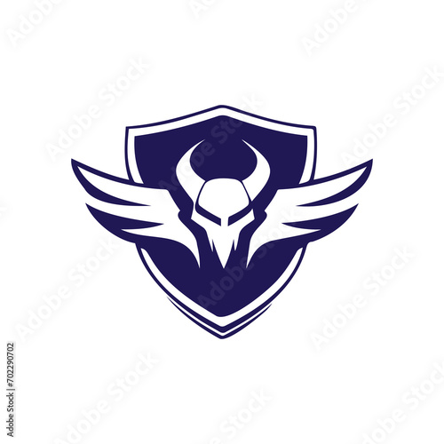 Fighter Mask with Horns Emblem Illustration