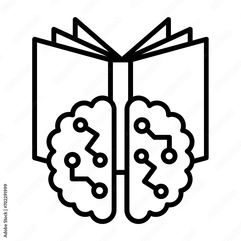 Reading a Text Book by Digital Brain concept, Knowledge base vector line icon design, predictive modeling or adaptive control symbol, artificial intelligence sign, neural circuit stock illustration Reading a Text Book by Digital Brain concept, Knowledge base vector line icon design, predictive modeling or adaptive control symbol, artificial intelligence sign, neural circuit stock illustration