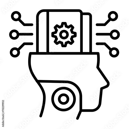 Neuromorphic engineering concept,  biological brains Installation vector line icon design, predictive modeling or adaptive control symbol, artificial intelligence sign, neural circuit illustration
