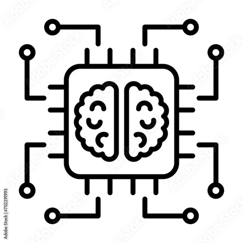 lab Grown semi-biological computer chip concept, organoid intelligence vector line icon design, predictive modeling or adaptive control symbol artificial intelligence sign neural circuit illustration