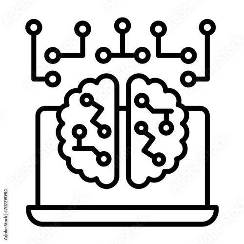 Brain�computer interfaces concept, Neurostimulators vector line icon design, predictive modeling or adaptive control symbol, artificial intelligence sign, neural circuit stock illustration