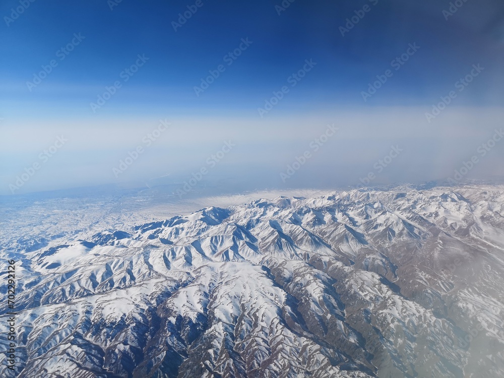 Snow covered mountain range, Xinjiang Uygur autonomous region, China