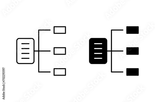 classification flat line icon set. data segmentation in hierarchy Thin line illustration vector
