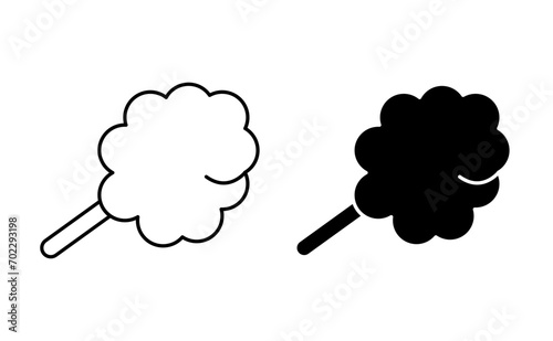 Cotton candy flat line icon set. sugar fluffy candy  Thin line illustration vector
