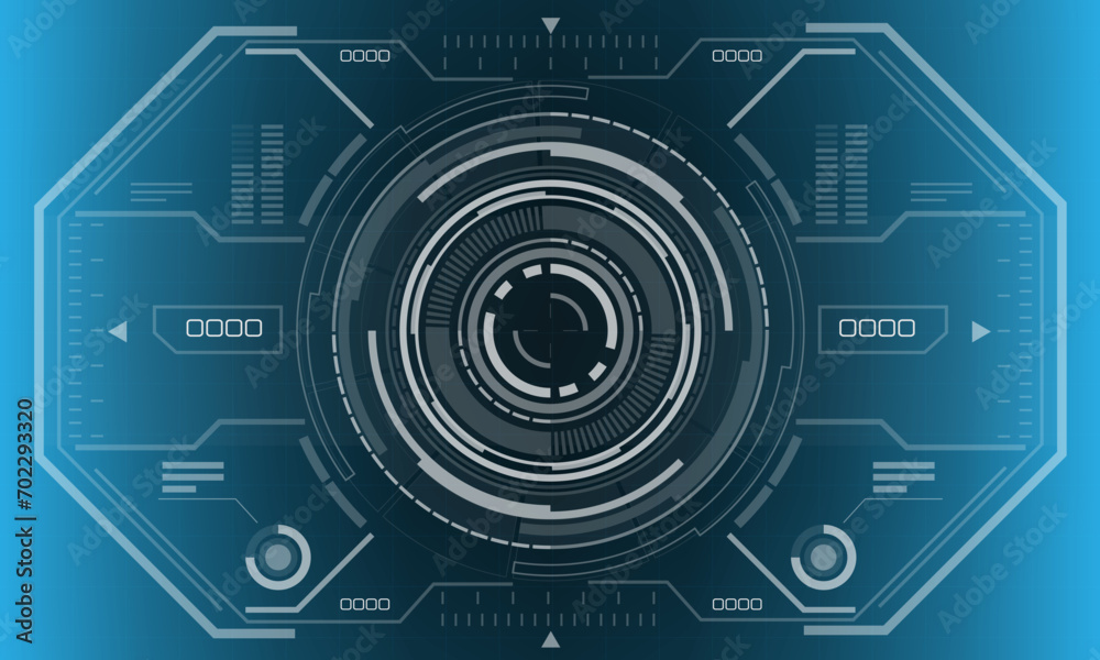 HUD sci-fi circle interface screen view white geometric design virtual reality futuristic technology creative display on blue vector