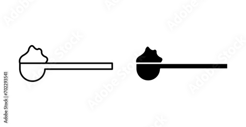 full spoon flat line icon set. dry powder filled with spoon Thin line illustration vector
